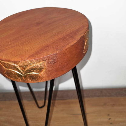 Albasia Wood Plant Stand - Terracotta & Black Detail