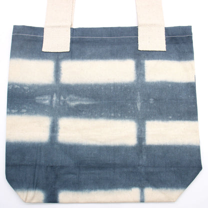 Natural Tie-Dye Cotton Bag (8oz) - 38x42x12cm - Grey Blocks - Natural Handle