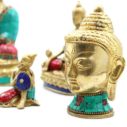 Brass Buddha Figure - Medium Head - 8 cm