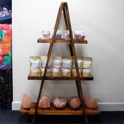 Folding Wooden A-Frame Shelf – Brown