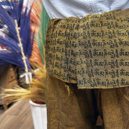 Yoga and Festival Pants - Thai Fisherman  Mandala Mantra on Green/Khaki