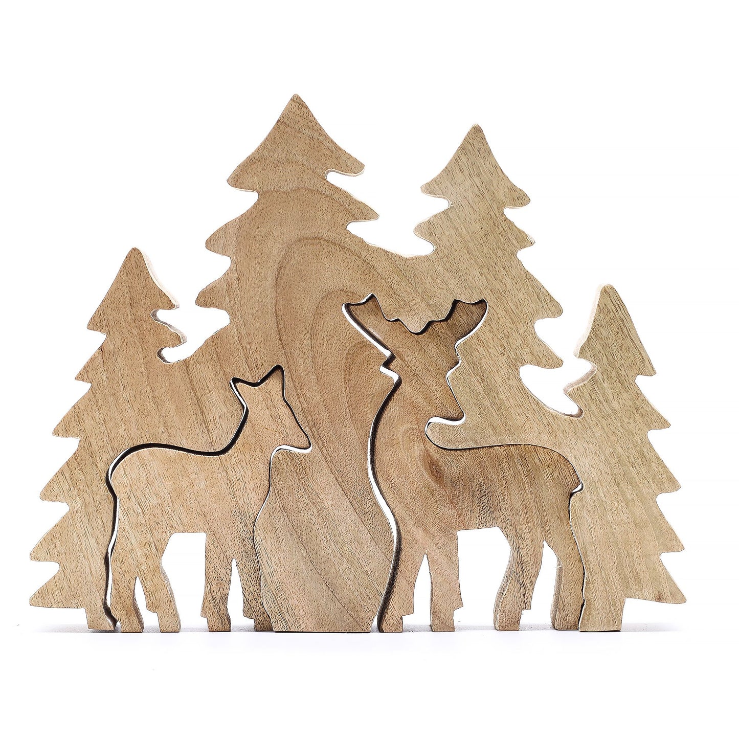 Lost in the Forrest - Two Dear in the Forrest 3D Wooden Decoration - 18x23cm