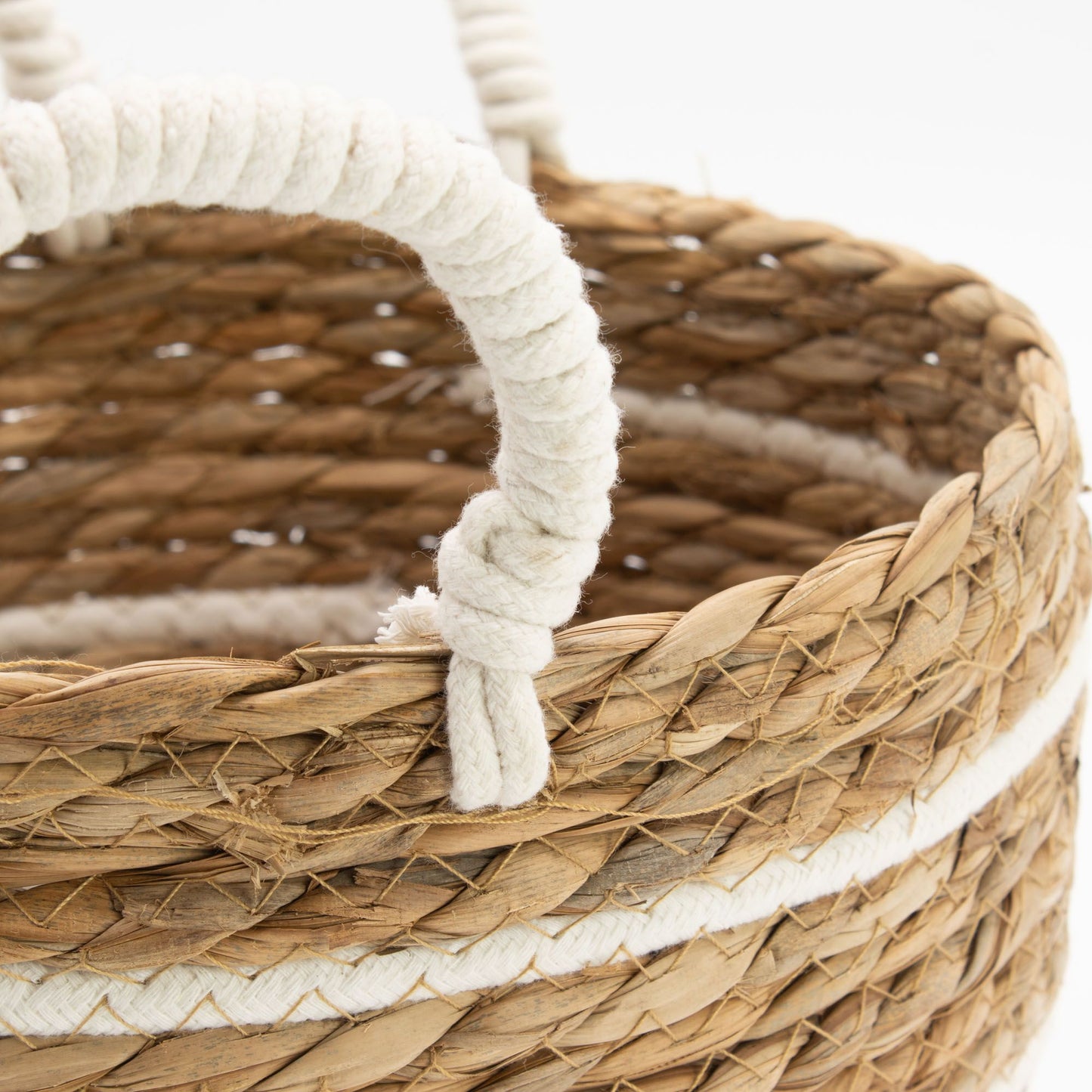 Cotton & Seagrass Large Baskets – Natural Stripes – Set of 3