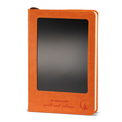 A5 Intention Note Book - LCD Wipe Screen - Orange Leather Effect - 160 Pages