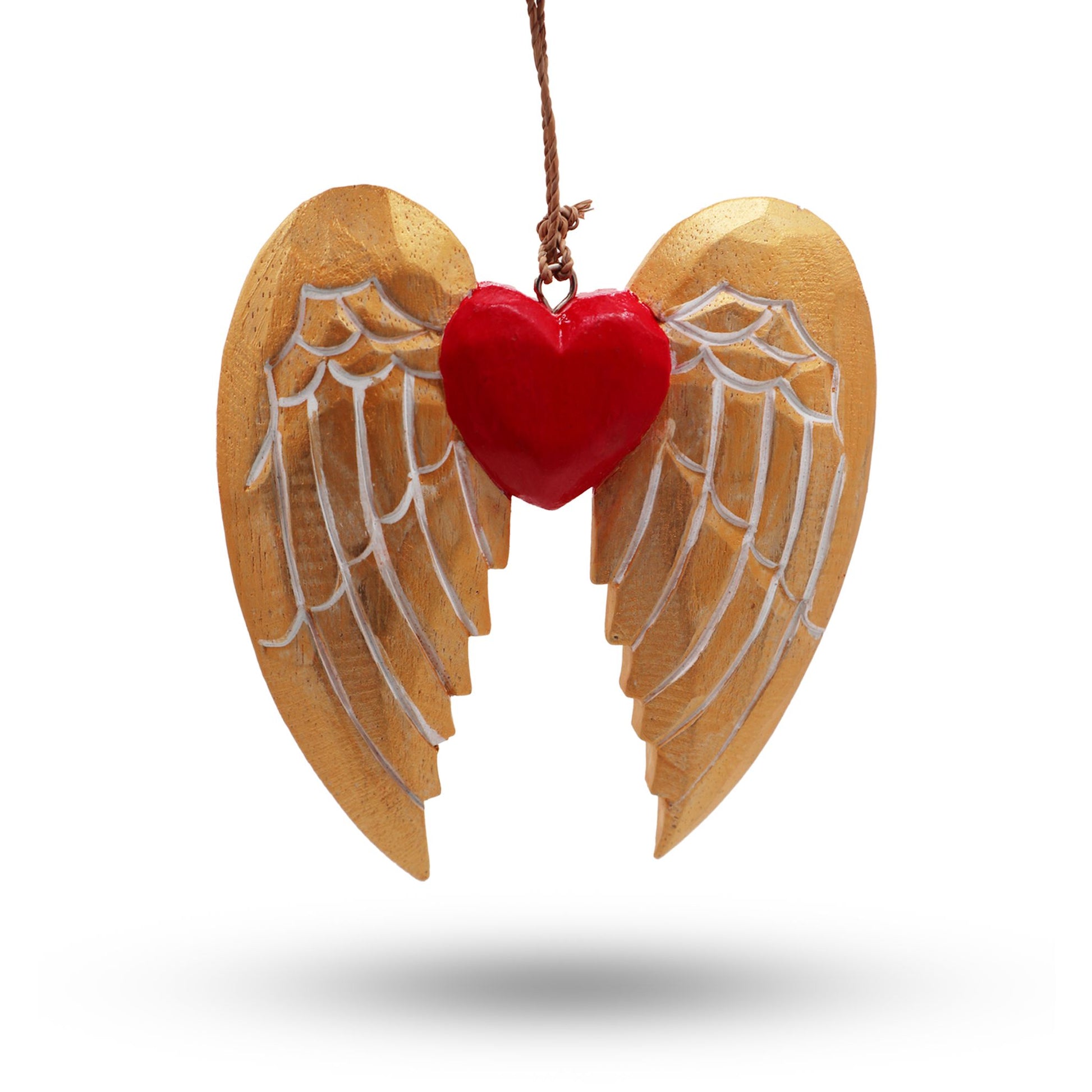 Decorative heart with angel wings on a white background