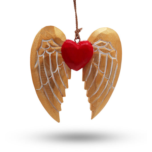 Decorative heart with angel wings on a white background