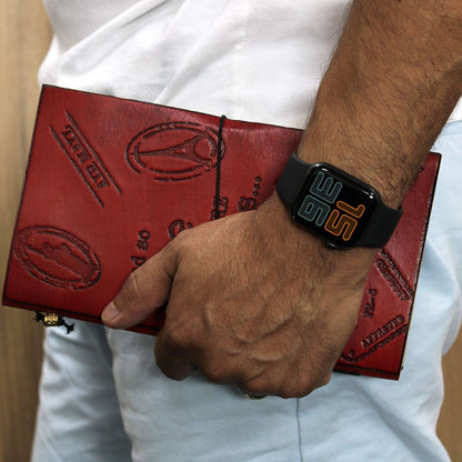 Handmade Leather  Journal- The Adventure Begins - Red