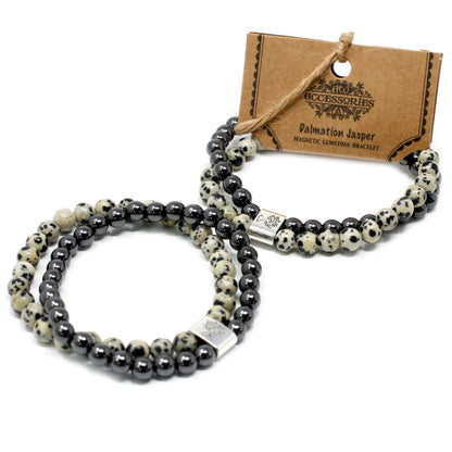 Magnetic Gemstone Bracelet - Dalmatian Jasper