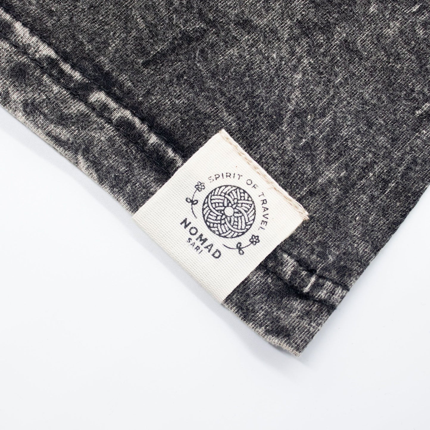Nomad Sari Stonewashed Cotton T-Shirt - Compass of Life - Charcoal - Medium
