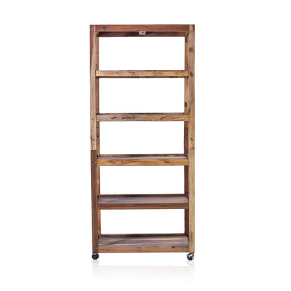 Six Shelf Display with Casters - Recycled Wood