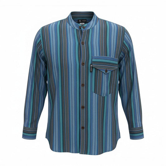 Nomad Sari Grandad Shirt - Turquoise - Large